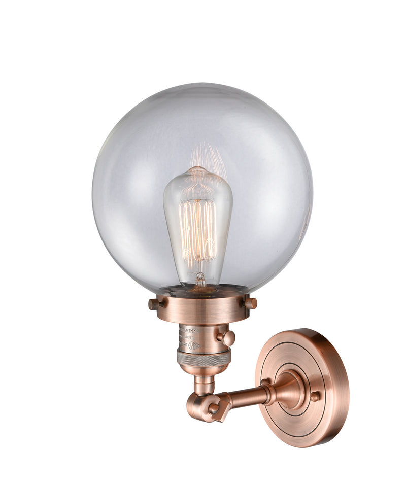 Innovations 203SW-AC-G202-8 One Light Wall Sconce, Antique Copper
