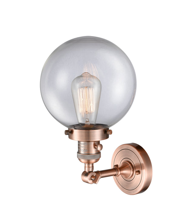 Innovations 203SW-AC-G202-8 One Light Wall Sconce, Antique Copper