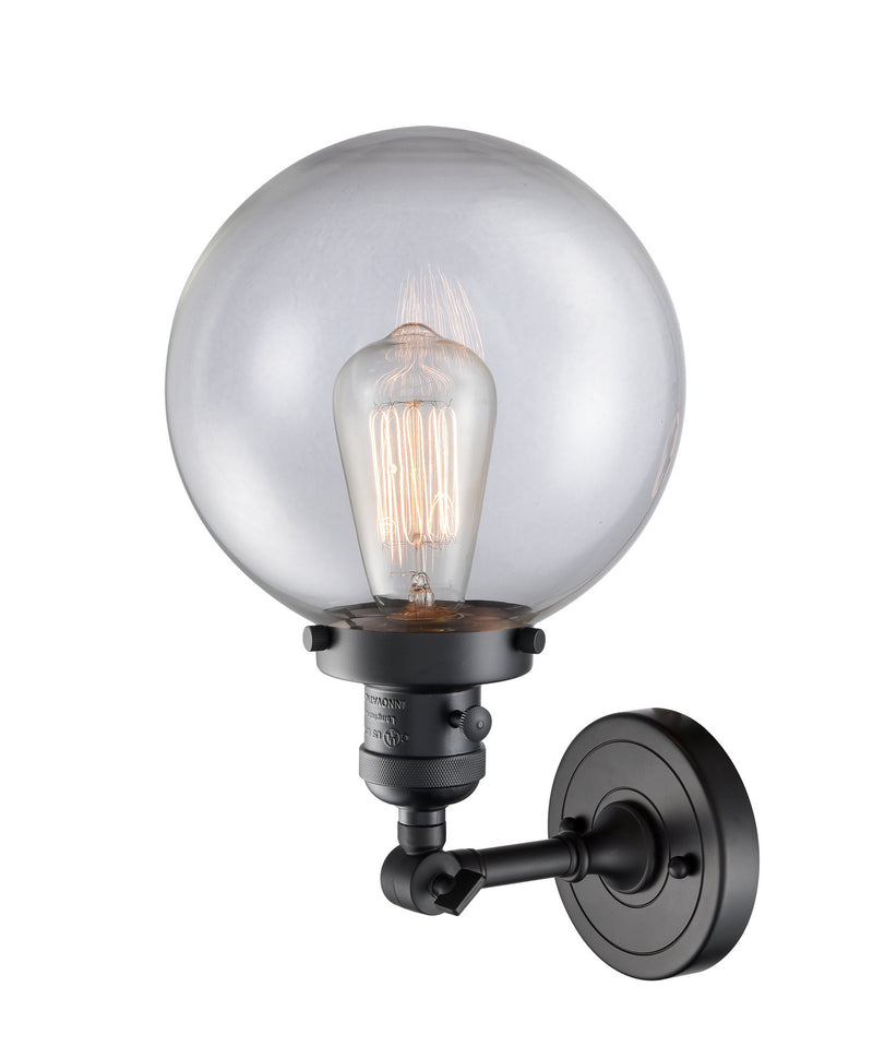 Innovations 203SW-BK-G202-8 One Light Wall Sconce, Matte Black