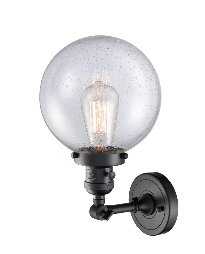Innovations 203SW-BK-G204-8 One Light Wall Sconce, Matte Black