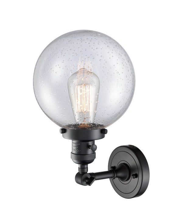 Innovations 203SW-BK-G204-8 One Light Wall Sconce, Matte Black