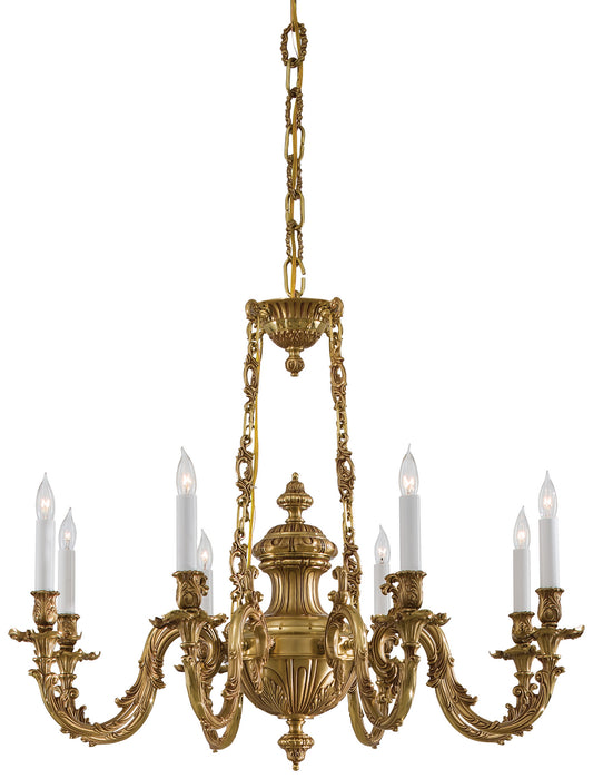 Metropolitan N700408 Eight Light Chandelier, Classic Brass