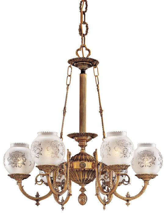 Metropolitan N801906 Six Light Chandelier, Antique Classic Brass