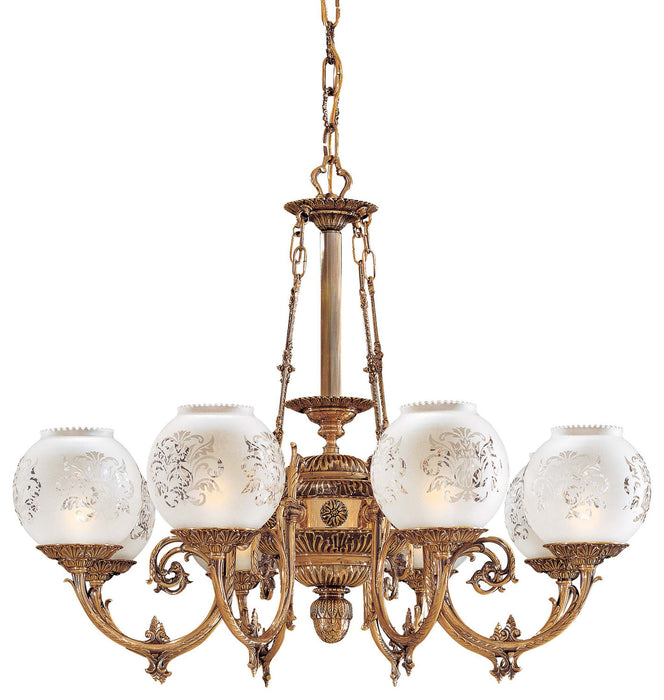 Metropolitan N801908 Eight Light Chandelier, Antique Classic Brass