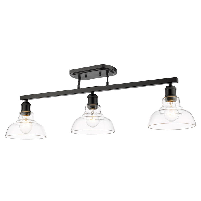 Golden 0305-3SF BLK-CLR Three Light Semi-Flush Mount, Matte Black