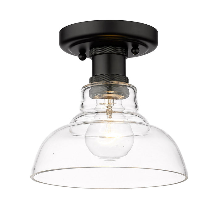 Golden 0305-FM BLK-CLR One Light Flush Mount, Matte Black