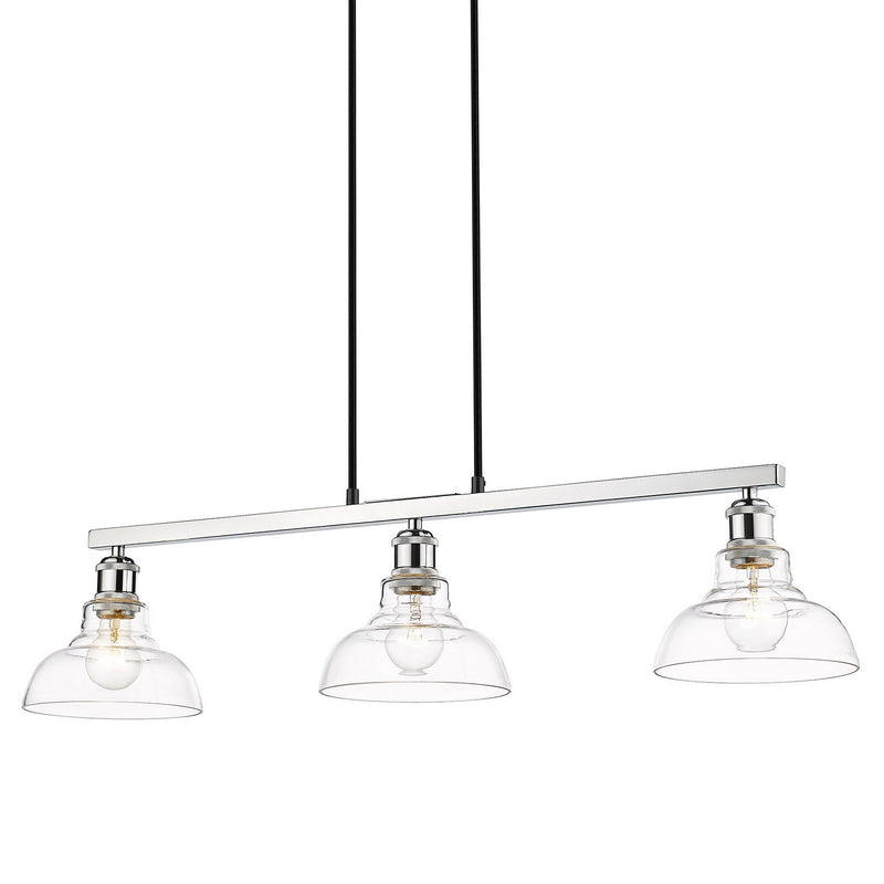 Golden 0305-LP CH-CLR Three Light Linear Pendant, Chrome