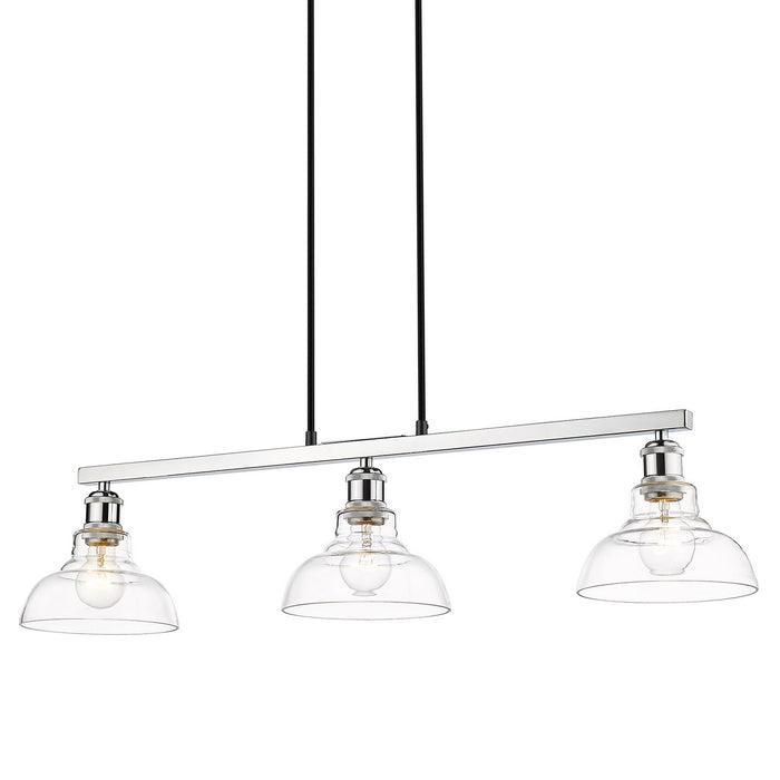 Golden 0305-LP CH-CLR Three Light Linear Pendant, Chrome