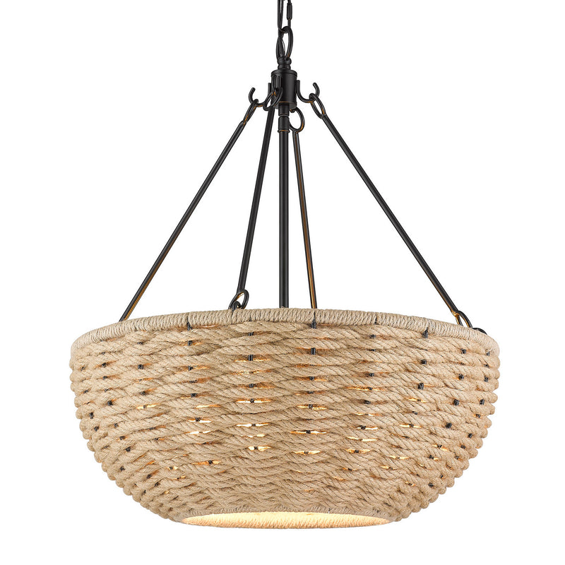 Golden 1073-4P BLK Four Light Pendant, Matte Black