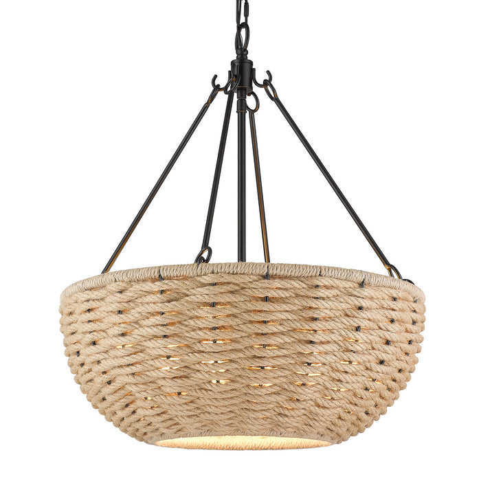 Golden 1073-4P BLK Four Light Pendant, Matte Black