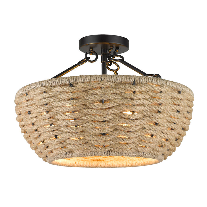 Golden 1073-SF BLK Three Light Semi-Flush Mount, Matte Black