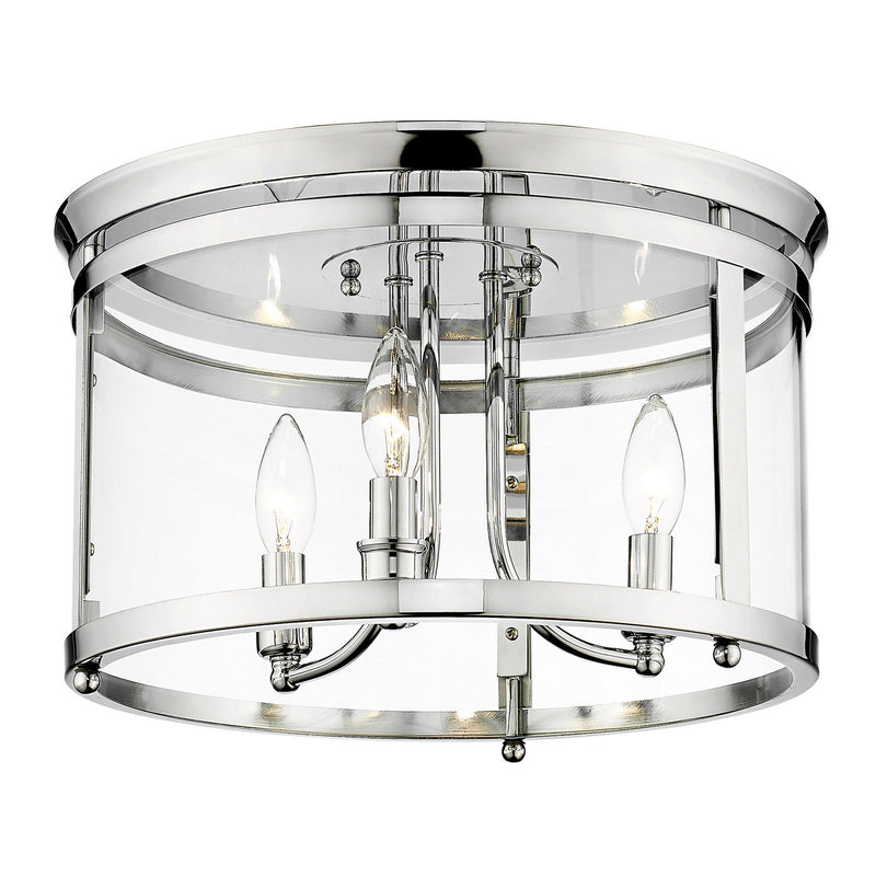 Golden 1157-FM CH Three Light Flush Mount, Chrome