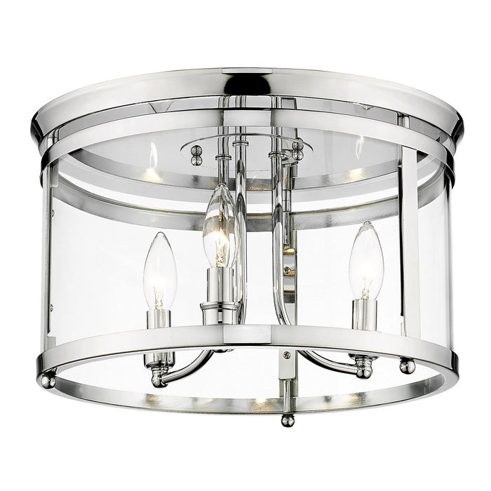 Golden 1157-FM CH Three Light Flush Mount, Chrome