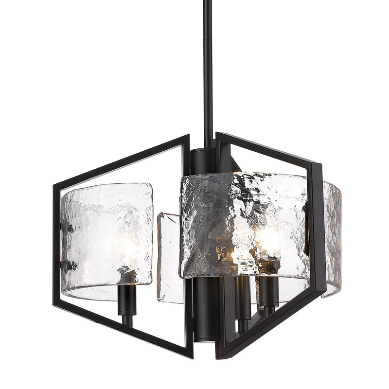 Golden 3162-3P BLK-HWG Three Light Pendant, Matte Black