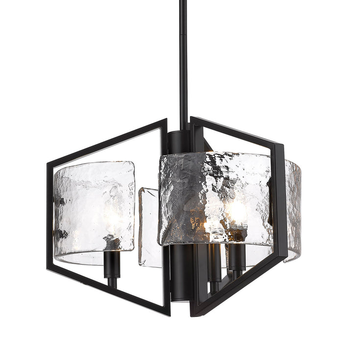 Golden 3162-3P BLK-HWG Three Light Pendant, Matte Black