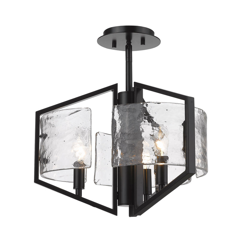 Golden 3162-SF BLK-HWG Three Light Semi-Flush Mount, Matte Black