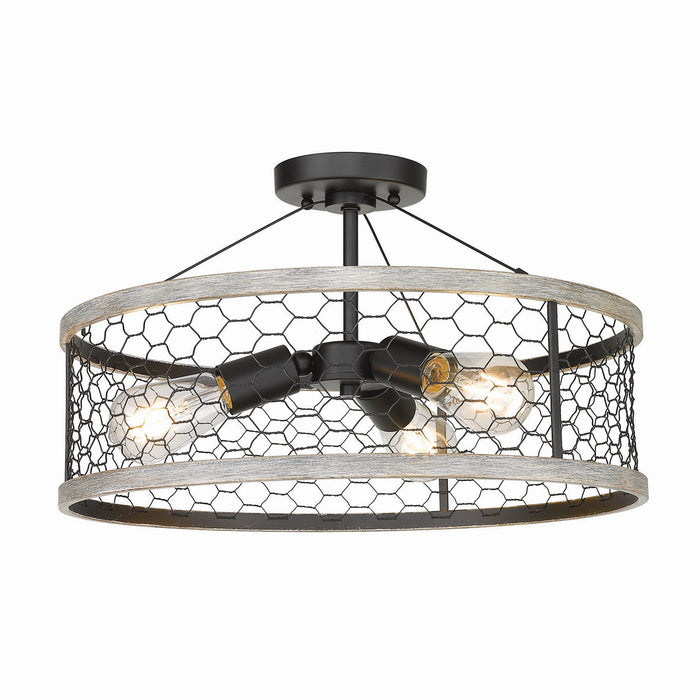 Golden 3171-3SF BLK-CW Three Light Semi-Flush Mount, Matte Black