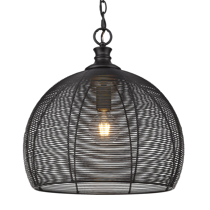 Golden 6802-M BLK One Light Pendant, Matte Black