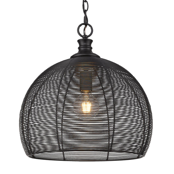 Golden 6802-M BLK One Light Pendant, Matte Black