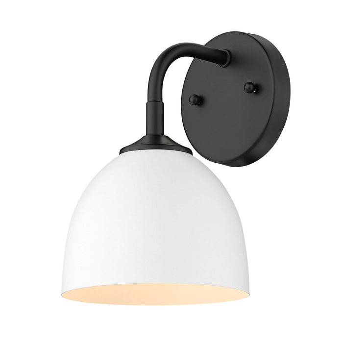 Golden 6956-1W BLK-WHT One Light Wall Sconce, Matte Black
