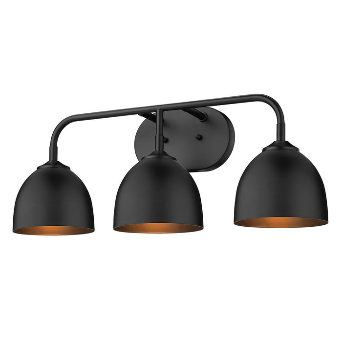 Golden 6956-BA3 BLK-BLK Three Light Bath Vanity, Matte Black