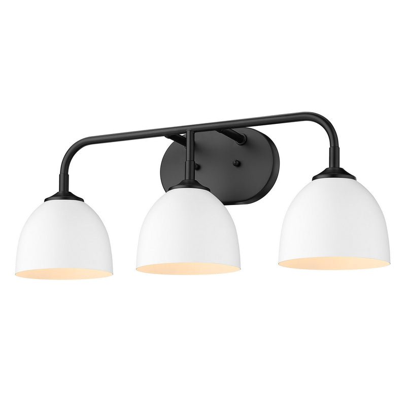 Golden 6956-BA3 BLK-WHT Three Light Bath Vanity, Matte Black