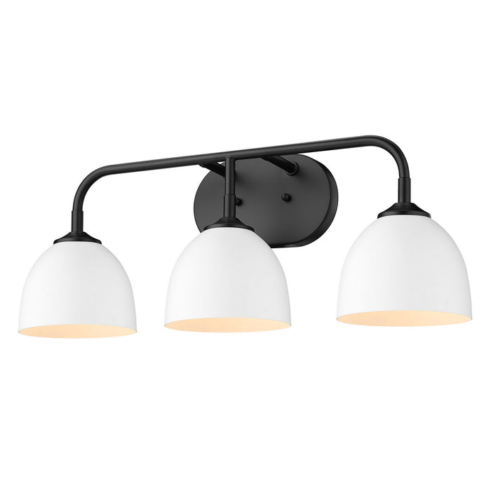 Golden 6956-BA3 BLK-WHT Three Light Bath Vanity, Matte Black