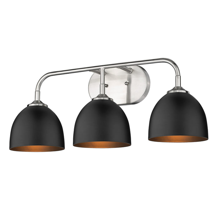 Golden 6956-BA3 PW-BLK Three Light Bath Vanity, Pewter