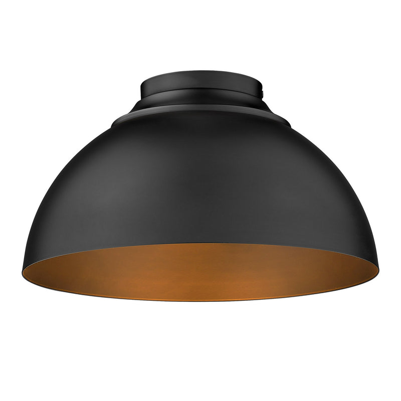 Golden 6956-FM BLK-BLK Three Light Flush Mount, Matte Black