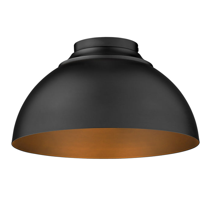 Golden 6956-FM BLK-BLK Three Light Flush Mount, Matte Black
