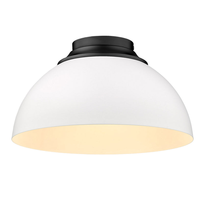 Golden 6956-FM BLK-WHT Three Light Flush Mount, Matte Black