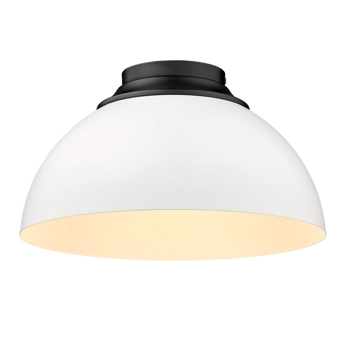 Golden 6956-FM BLK-WHT Three Light Flush Mount, Matte Black