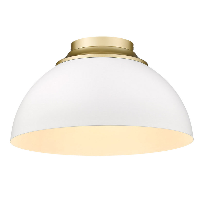 Golden 6956-FM OG-WHT Three Light Flush Mount, Olympic Gold