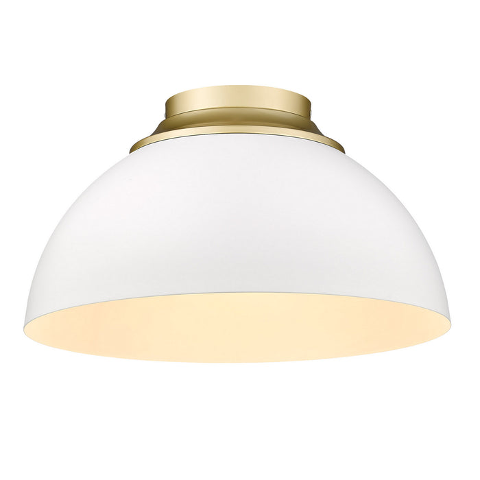 Golden 6956-FM OG-WHT Three Light Flush Mount, Olympic Gold