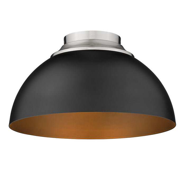 Golden 6956-FM PW-BLK Three Light Flush Mount, Pewter