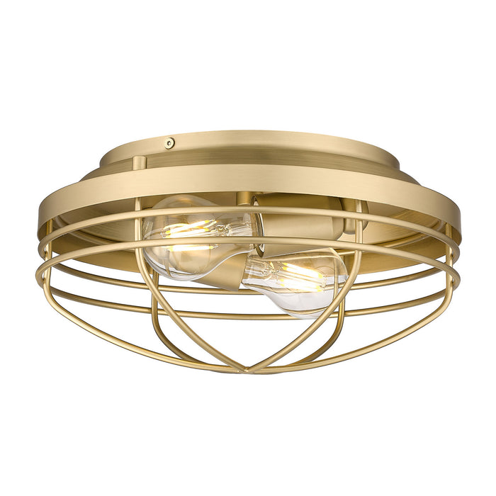 Golden 9808-FM BCB Two Light Flush Mount, Brushed Champagne Bronze
