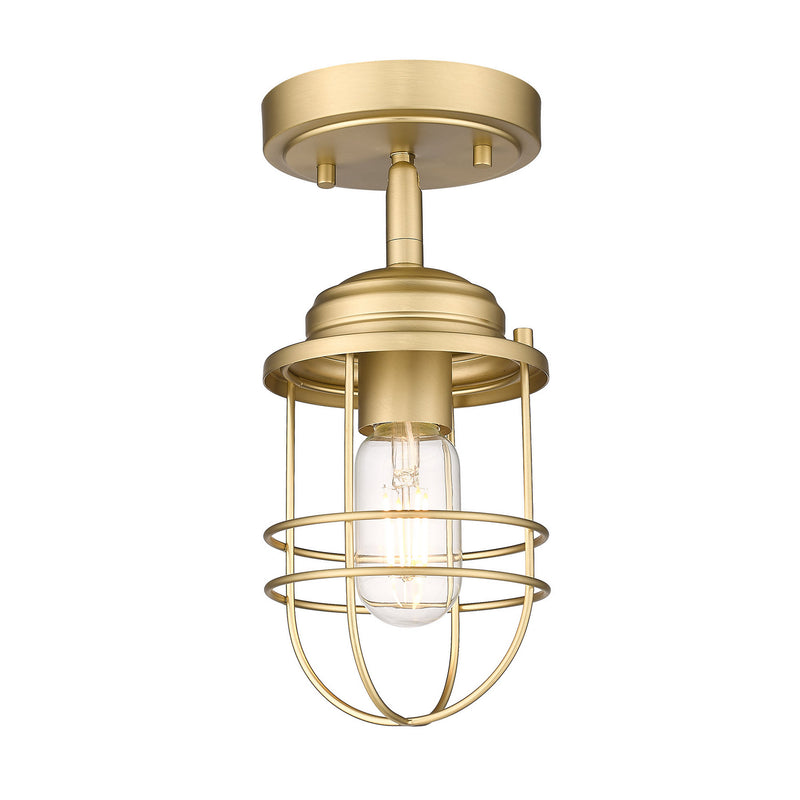 Golden 9808-SF BCB One Light Semi-Flush Mount, Brushed Champagne Bronze
