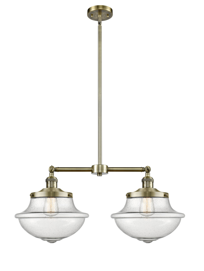 Innovations 209-AB-G544 Two Light Island Pendant, Antique Brass