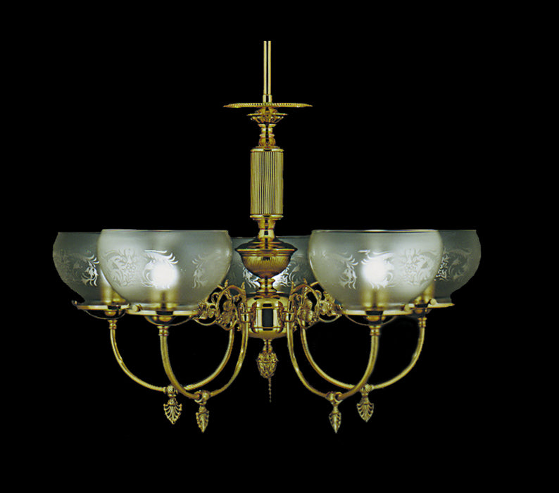 Framburg 7525 PB Five Light Chandelier, Polished Brass