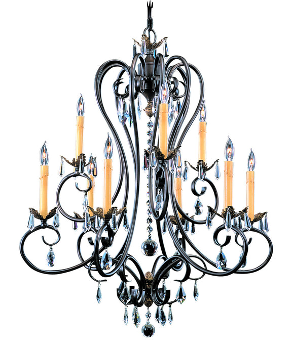 Framburg 9909 MB Nine Light Chandelier, Mahogany Bronze