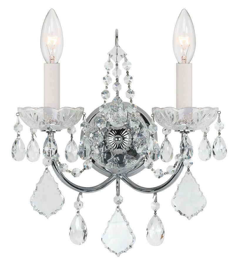 Crystorama 3222-CH-CL-I Two Light Wall Sconce, Polished Chrome