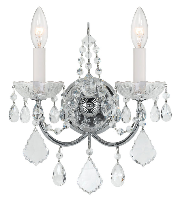 Crystorama 3222-CH-CL-I Two Light Wall Sconce, Polished Chrome
