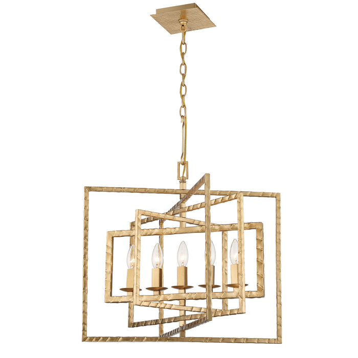 Crystorama 336-GA Five Light Chandelier, Antique Gold