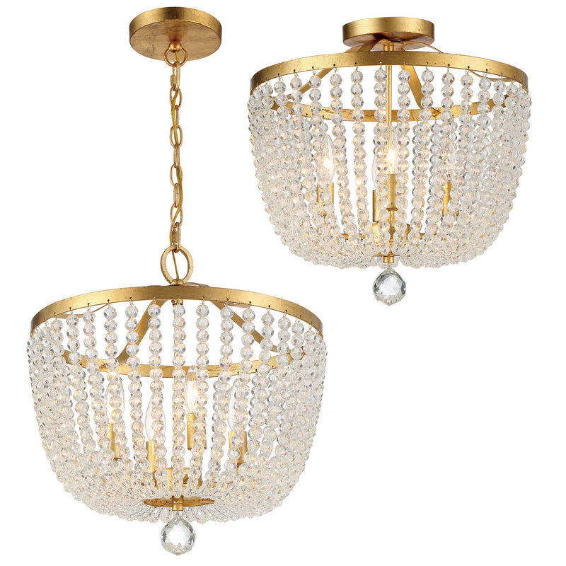 Crystorama 604-GA_CEILING Four Light Semi Flush Mount, Antique Gold