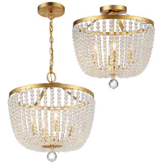 Crystorama 604-GA_CEILING Four Light Semi Flush Mount, Antique Gold