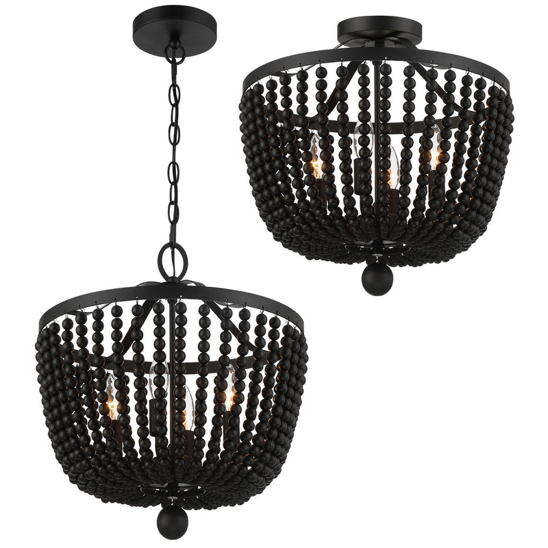 Crystorama 604-MK_CEILING Four Light Semi Flush Mount, Matte Black