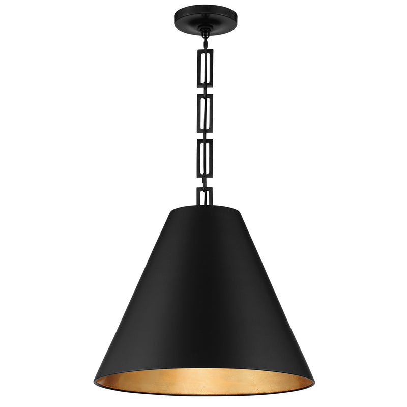 Crystorama 8687-MK-GA Three Light Chandelier, Matte Black + Antique Gold