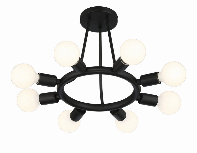 Crystorama 9043-BK Eight Light Semi Flush Mount, Black