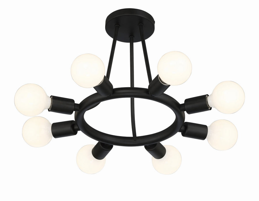 Crystorama 9043-BK Eight Light Semi Flush Mount, Black