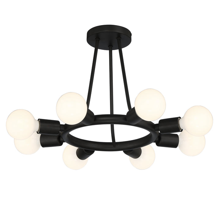 Crystorama 9043-BK Eight Light Semi Flush Mount, Black